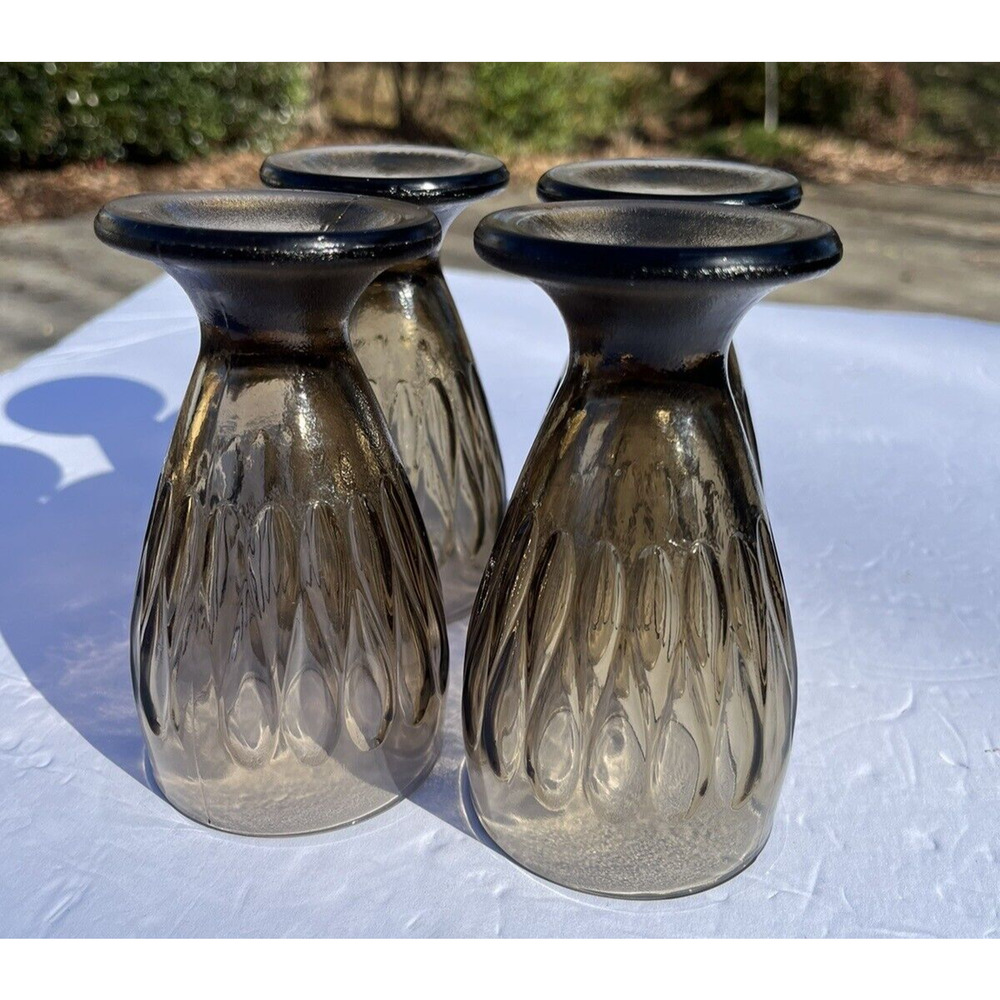 Vintage Anchor Hockings? Refreshment 5 Piece Set Smoky Dark Brown Rare - Picture 8 of 11